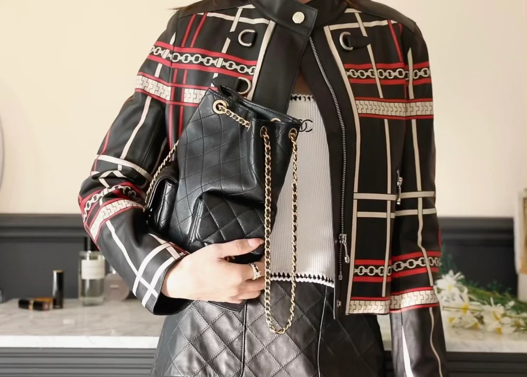 Рюкзак Chanel 25c на завязках - черный