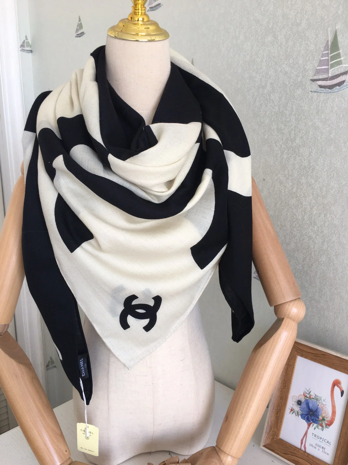 Большой квадратный шарф Chanel - 140 см - 30 - Шелк 70 - Шерсть - 2