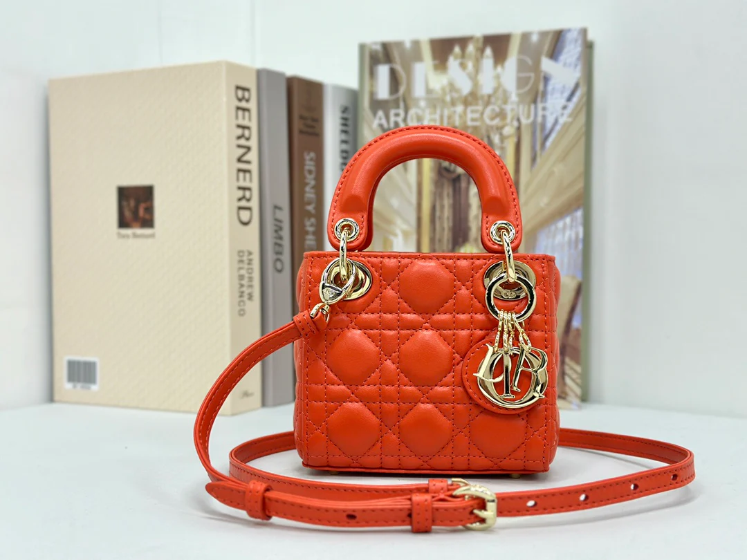 Чехол для наушников Dior-Lday Super Mini - из овечьей кожи, красный.