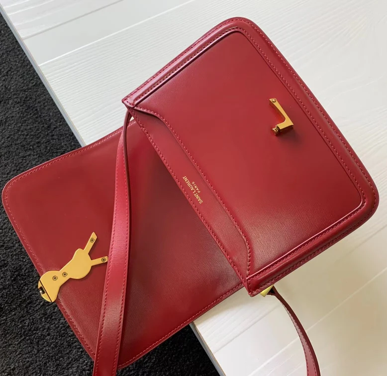 Коробка YSL Saint Laurent, булочка из тофу, большая, винно-красная, 1 шт.