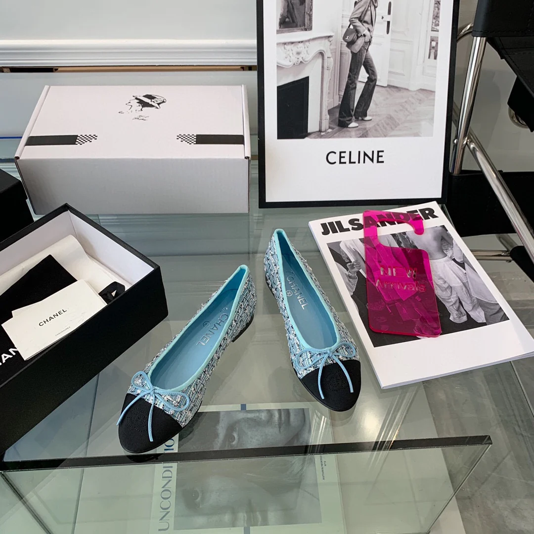 Классические балетки Chanel - Синие - 1