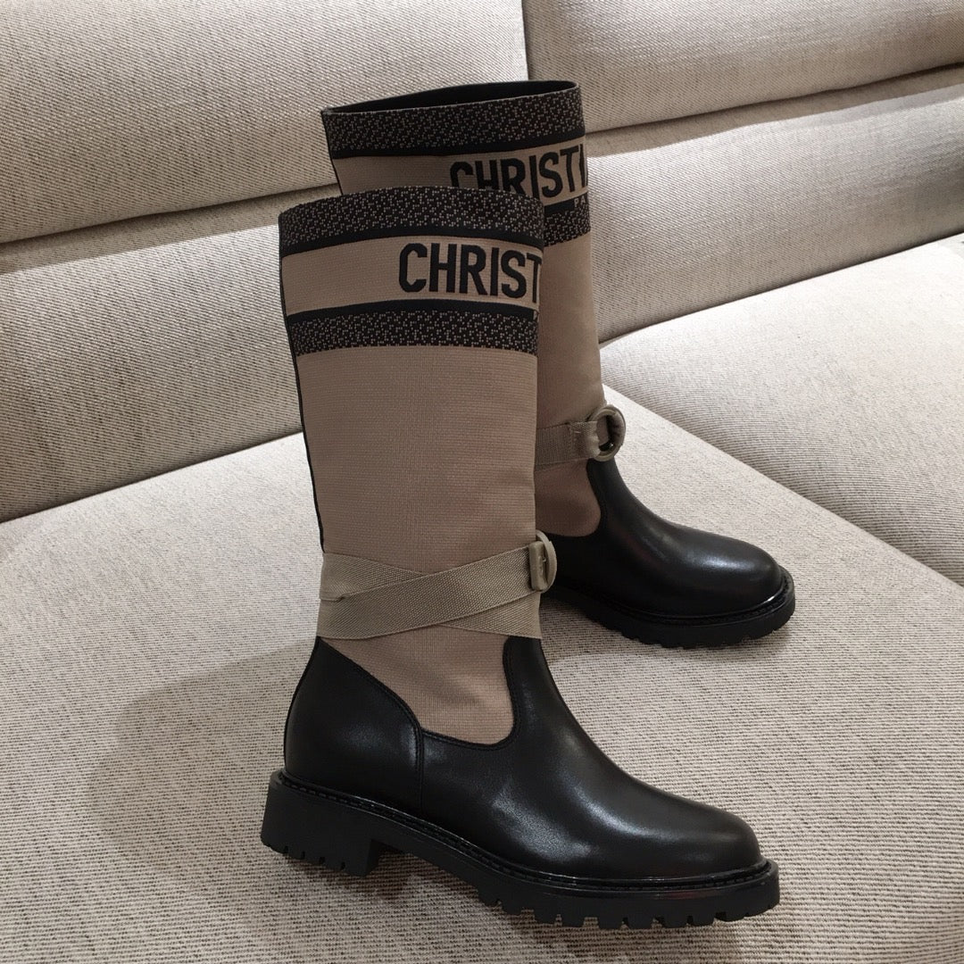 Dior - высокие сапоги в стиле пэчворк