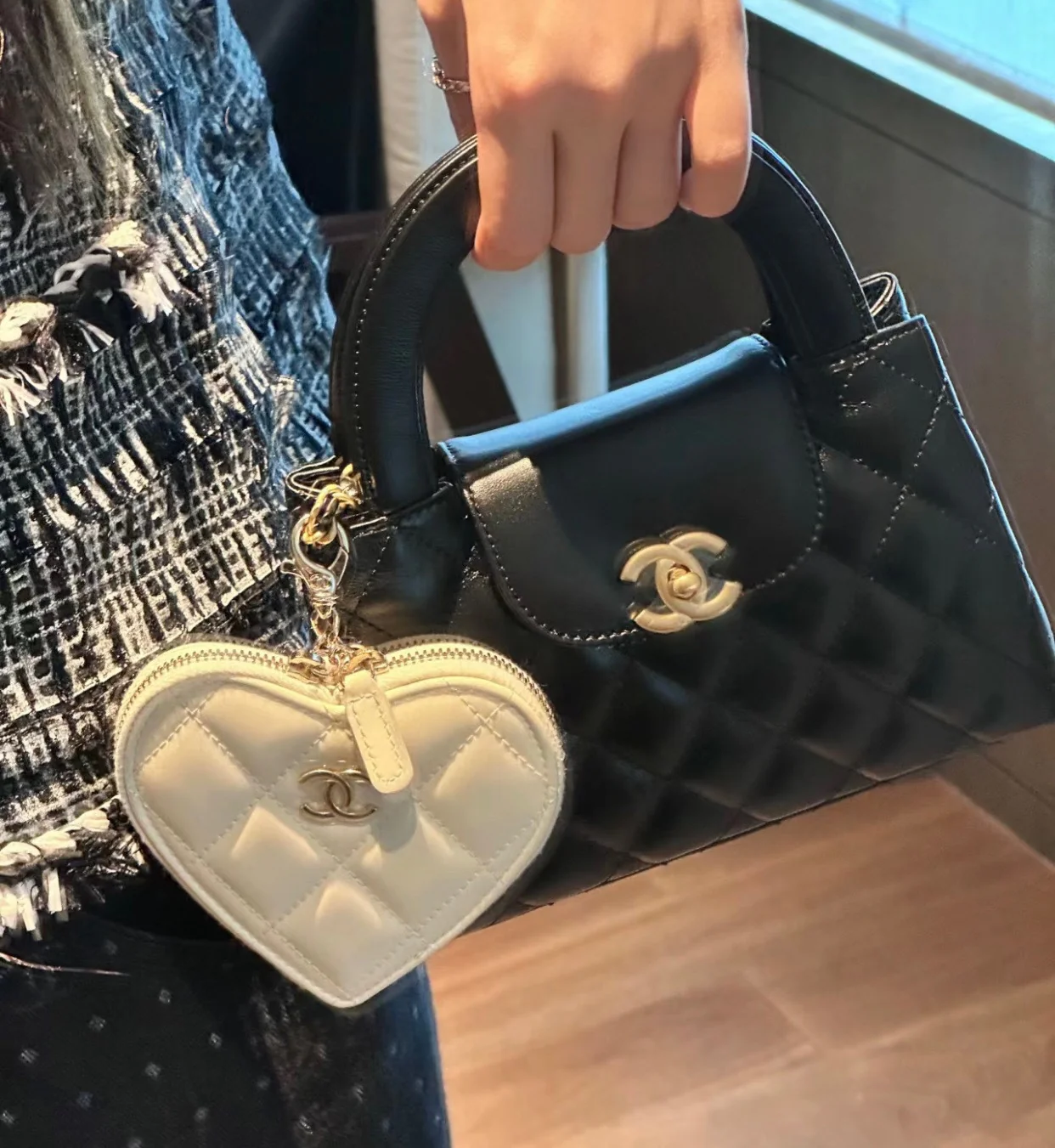 Сумочка Chanel Kelly Chain, большая - черная