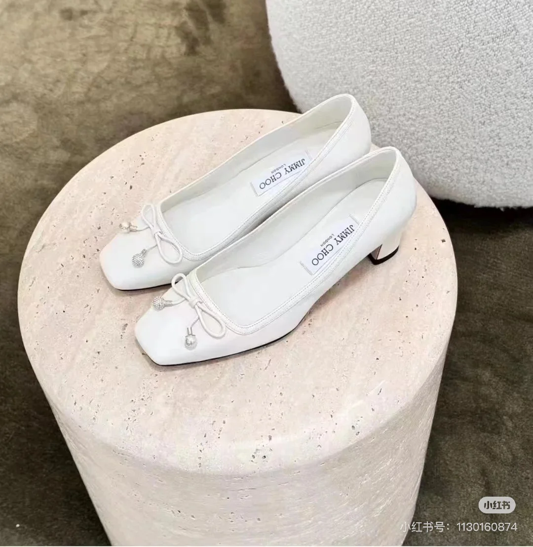 Туфли на низком каблуке с квадратным носком Jimmy 2024 - белые