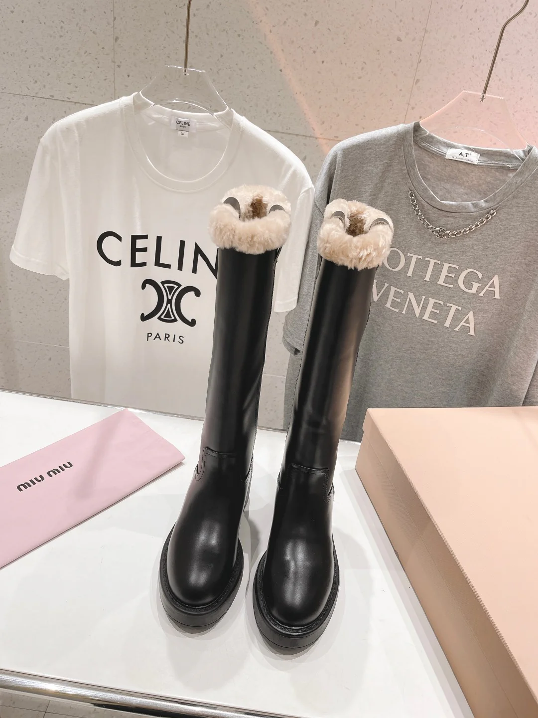 Ботинки на платформе Miu Miu 2024 - черные