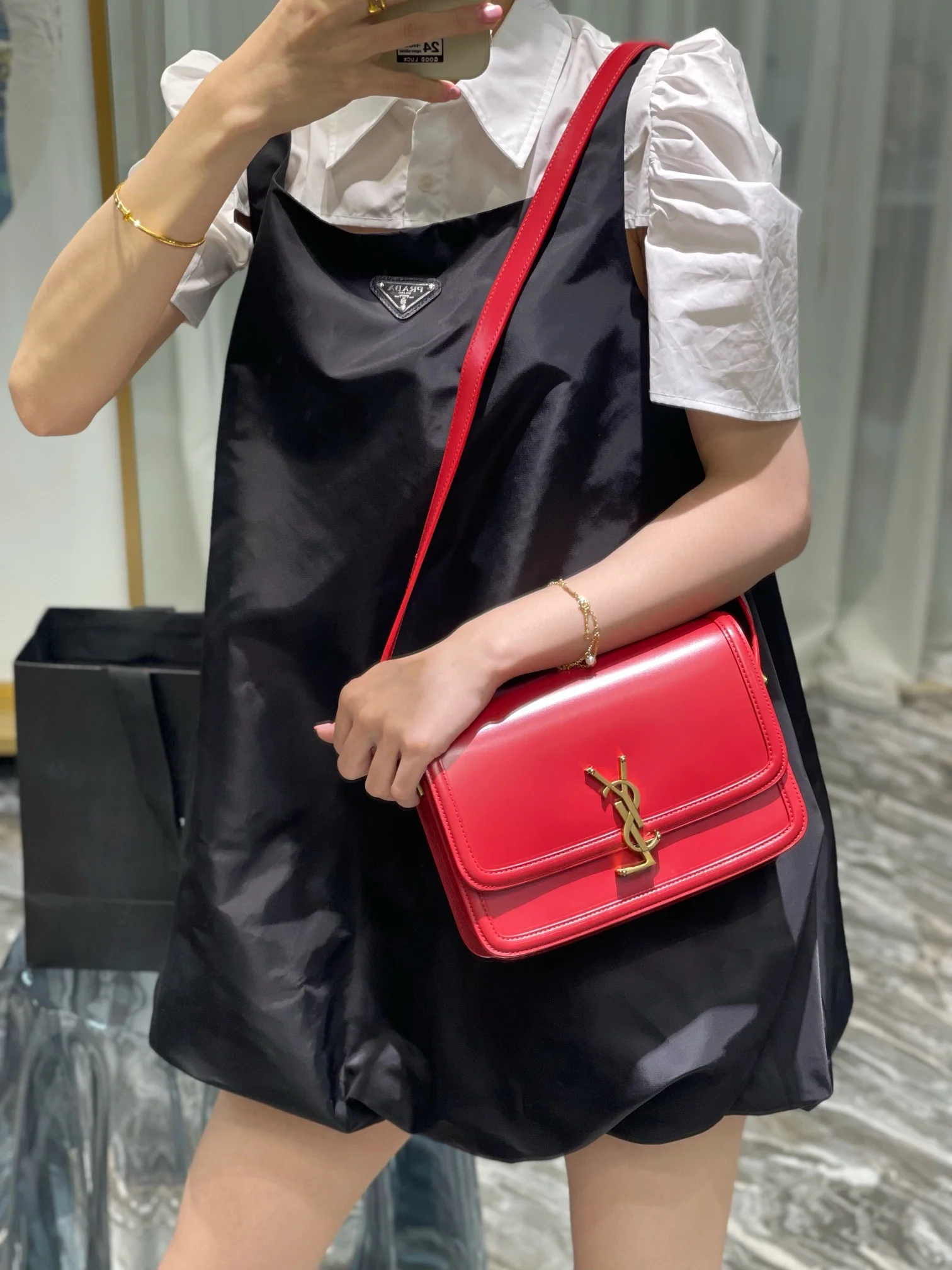 Сумка через плечо YSL rue de solferino - красная