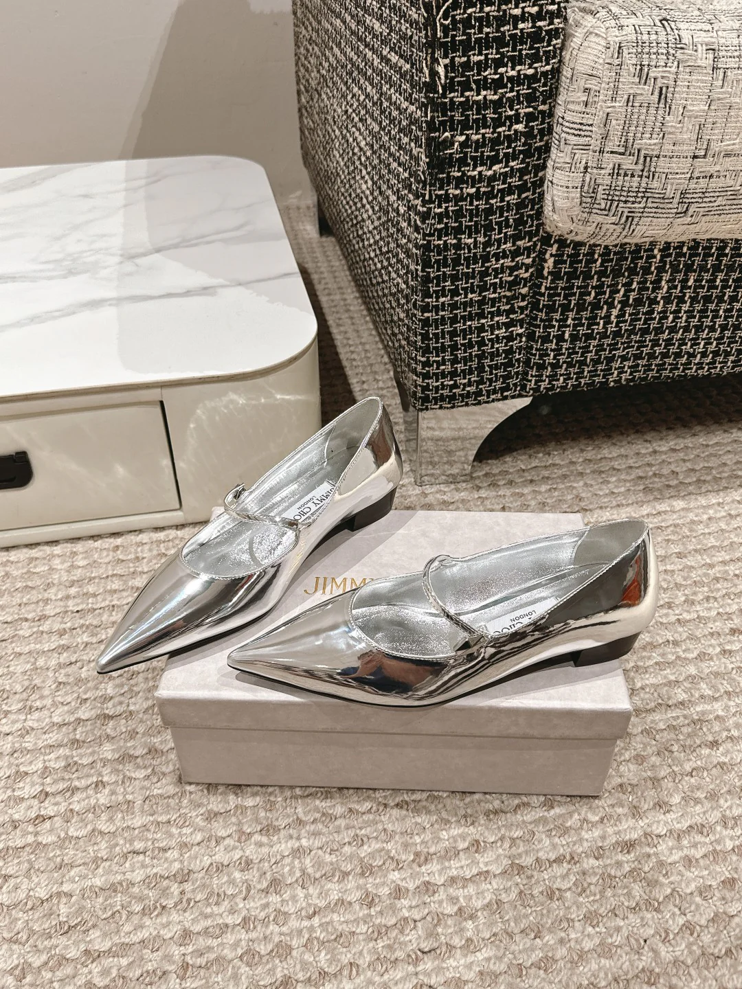 Jimmy - Туфли на толстом каблуке с острым носком - Серебристые
