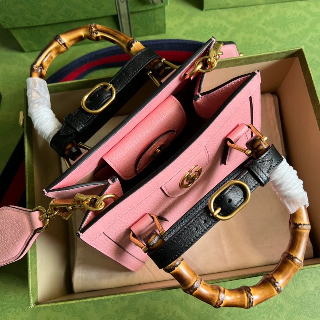 Сумка Gucci Bamboo - Маленькая сумка - 20x16x10 см - Розовая кожа