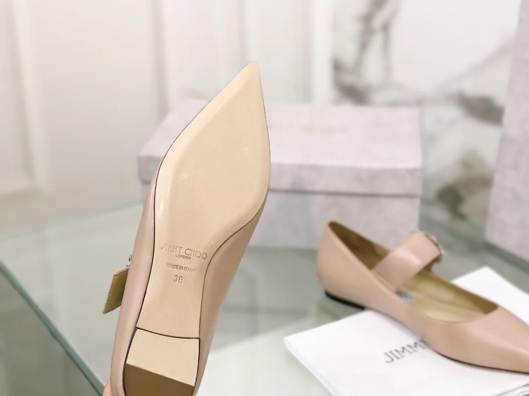 Балетки Jimmy с пряжкой и стразами, с острым носком