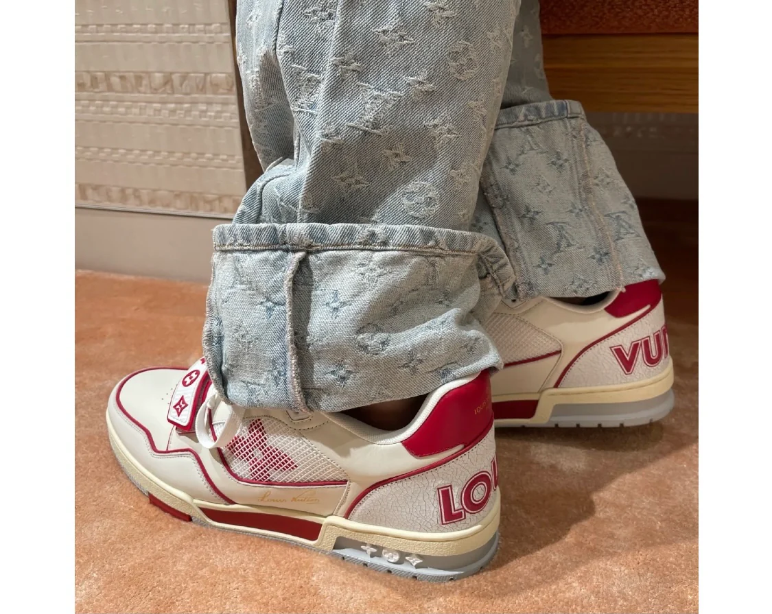 Кроссовки LV Trainer Series - на липучках - унисекс - бело-красные