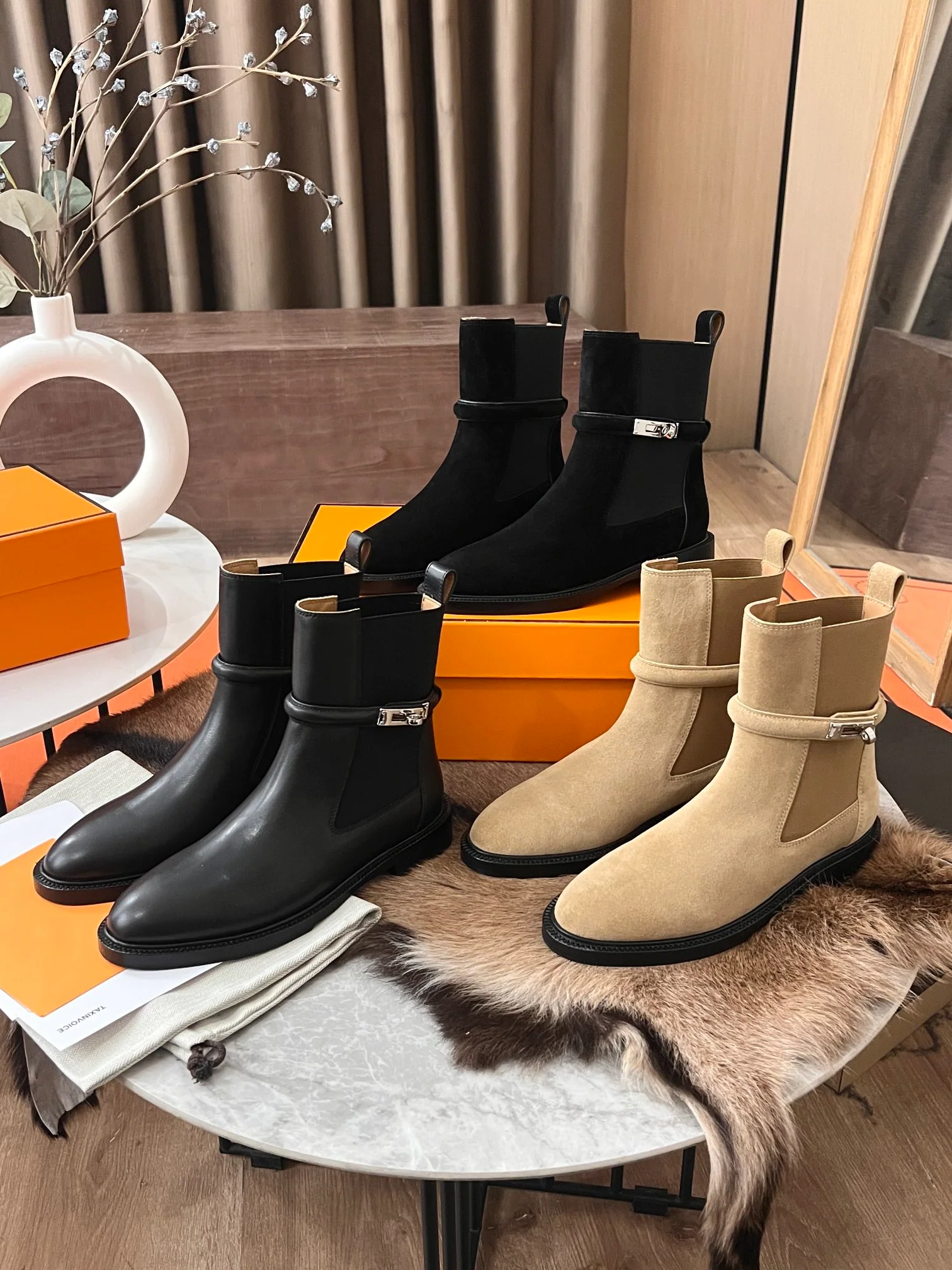 Ботинки Hermes Kelly Buckle Rider 2024 — черные