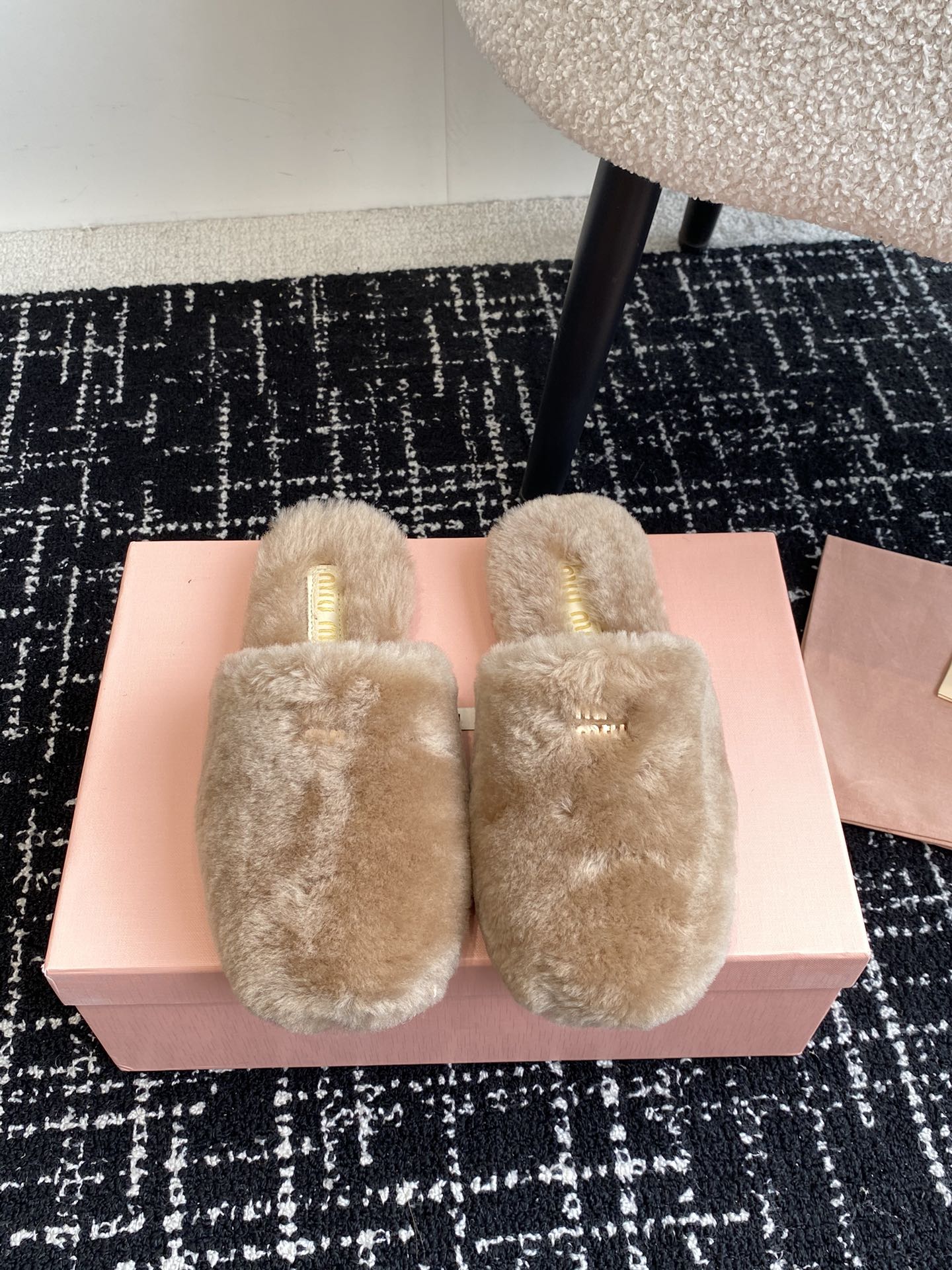 Шерстяные тапочки Miu Miu 2024 - Кофейно-коричневые - 1