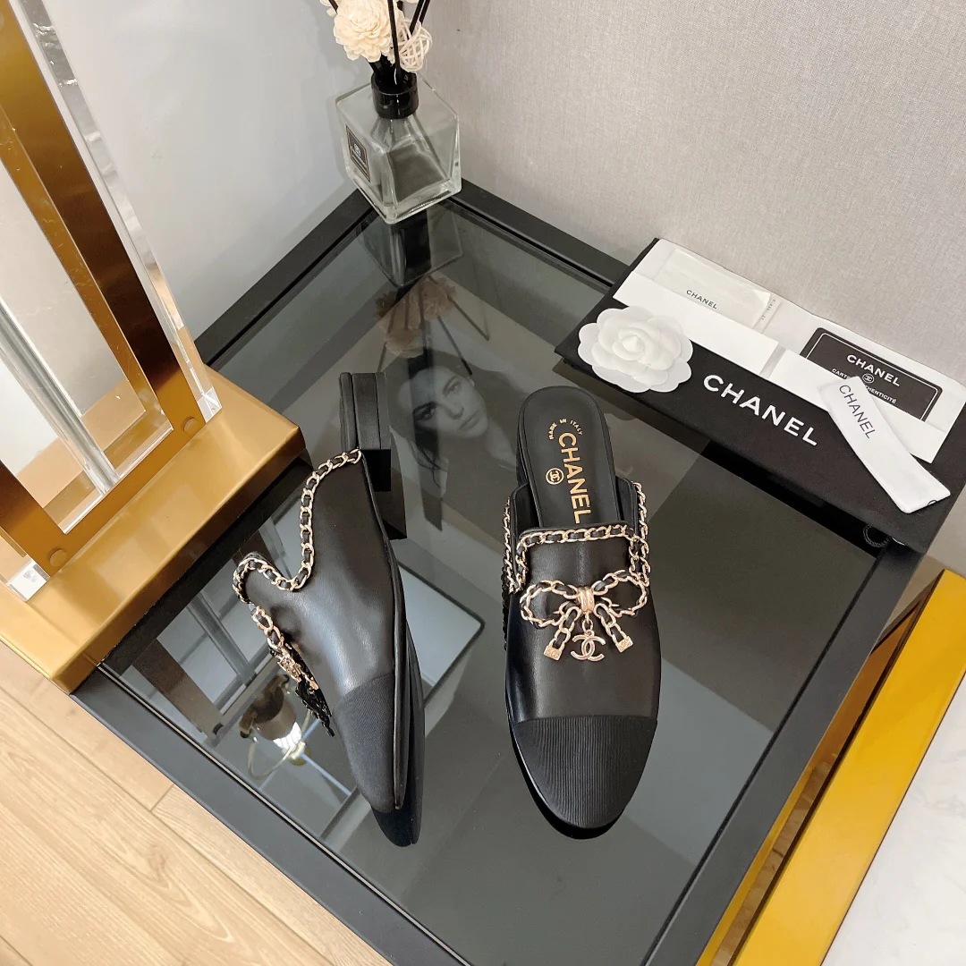 Chanel - Цепочка-бантик, полукрепление - Овечья кожа - Черный