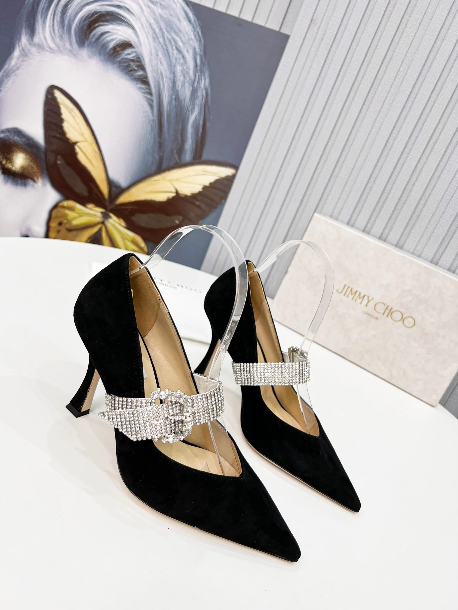 Туфли на высоком каблуке с острым носком Jimmy - черные