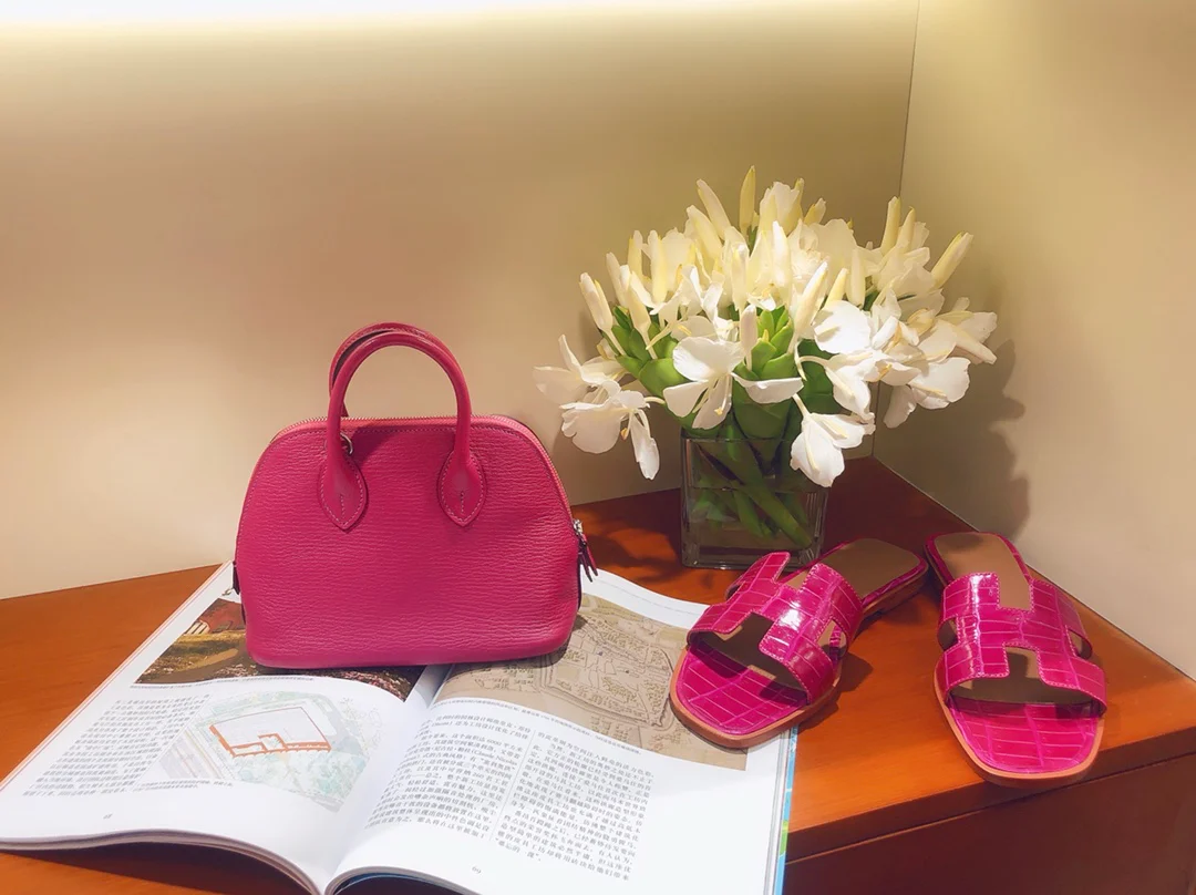 Hermes Mini Bolide, кожа козы, цвет L3, розово-фиолетовый