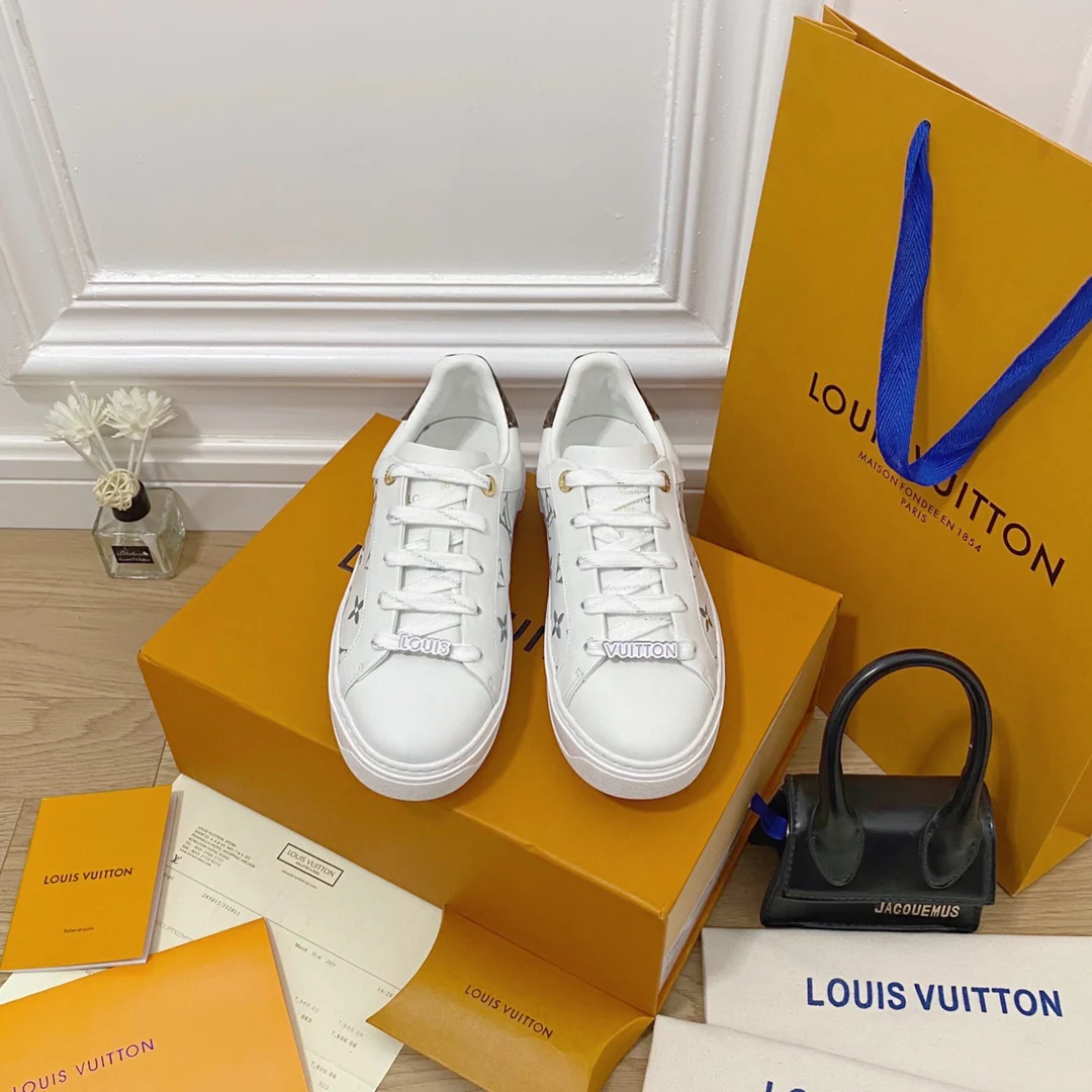 Обувь LV - LV Time Out - белые кроссовки на платформе - серебристые