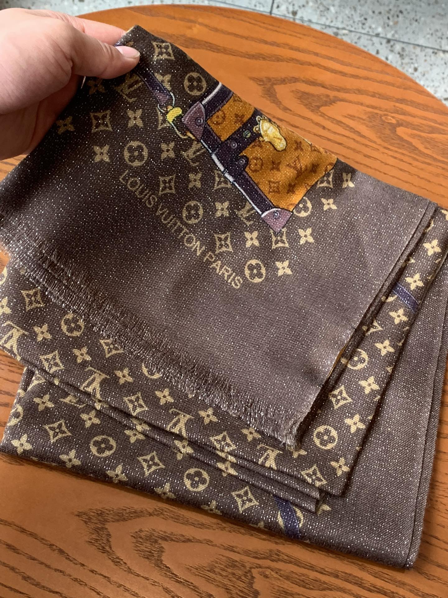 Шарф LV Le Tout Paris - 110-200 см - Кашемир - Коричневый