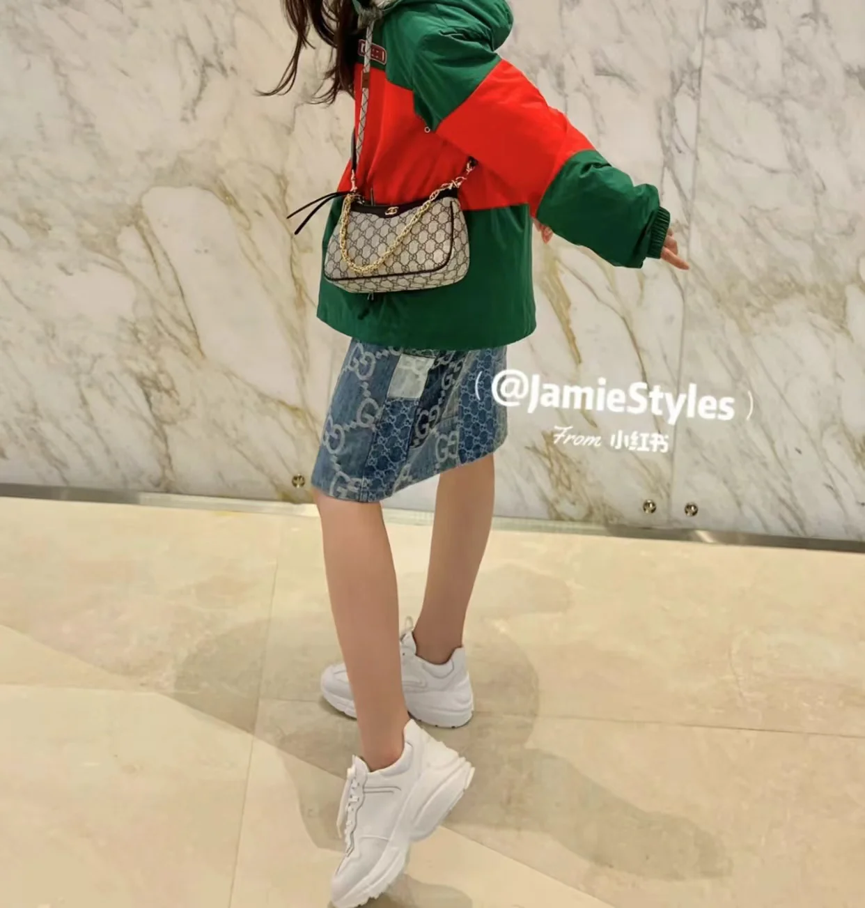 Сумка Gucci Ophidia Strawberry через плечо - черная