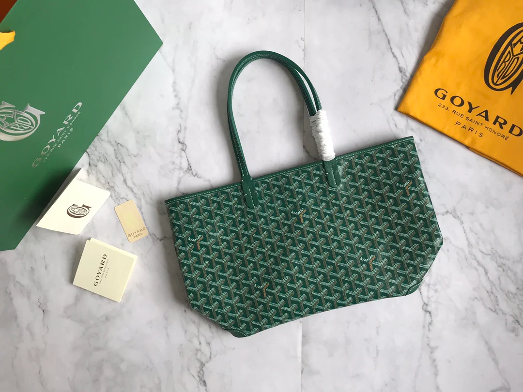 Маленькая сумка-тоут Goyard на молнии - зеленая