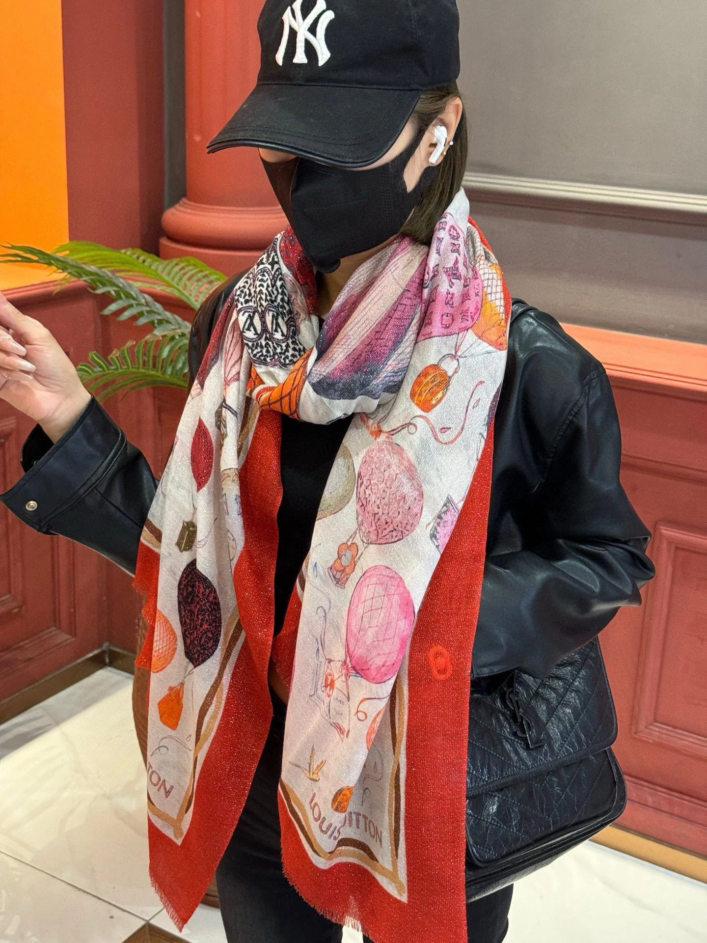 LV-2024-Длинный шарф с изображением воздушного шара-100-200