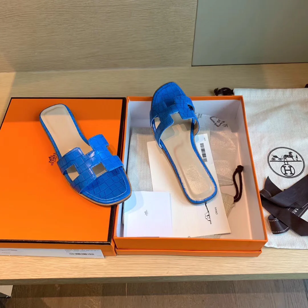 Сандалии Hermes на плоской подошве - узор 