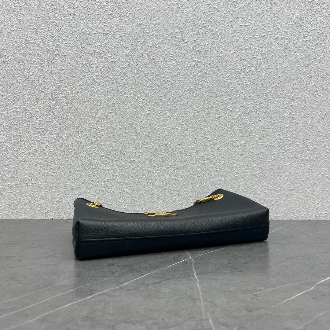 Сумка Celine New Newspaper Chain Bag - сумка через плечо с двойной цепочкой - черная