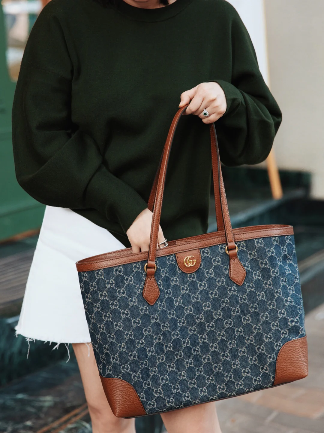 Gucci-丹宁系列托特包-牛仔帆布