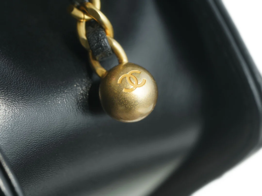 Chanel 24c Double Gold Ball CF Mini 19 Black