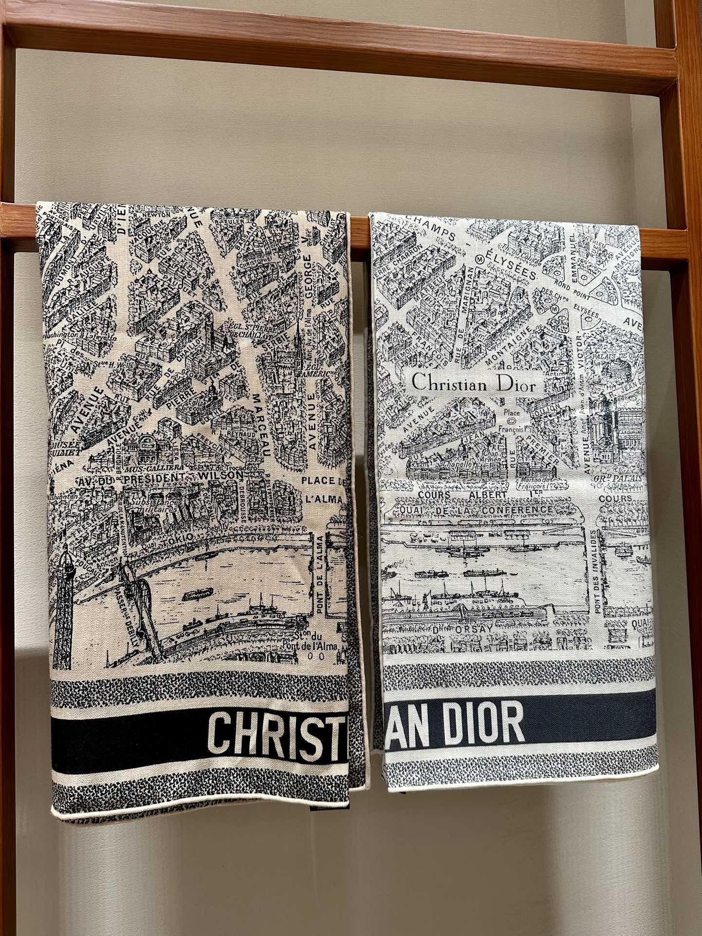 Шарф Dior 2024 Paris Map Scarf - 110-110-Beige