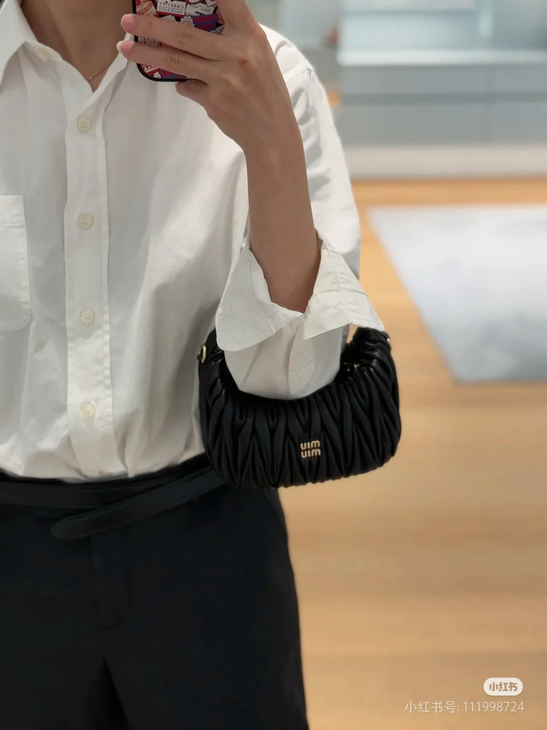 Сумка для ланча Miu Miu-5ne026-matelasse с вышивкой, мини, черная.