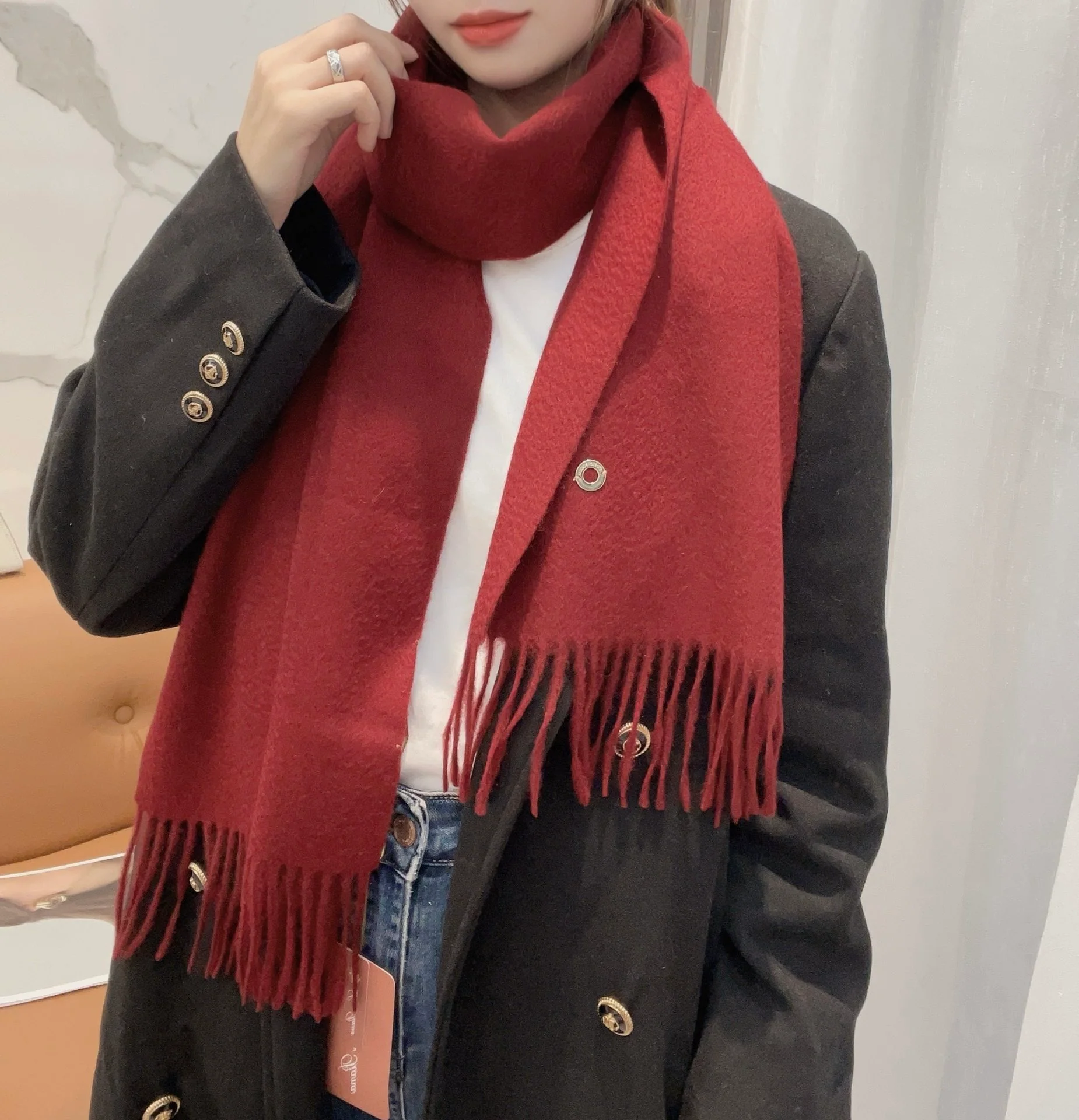 Шарф Loro Piana 2024 однотонный вязаный - красный