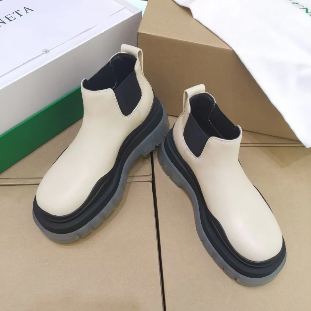 BV - Прозрачная подошва - Платформа - Белые ботинки - Высокие ботинки