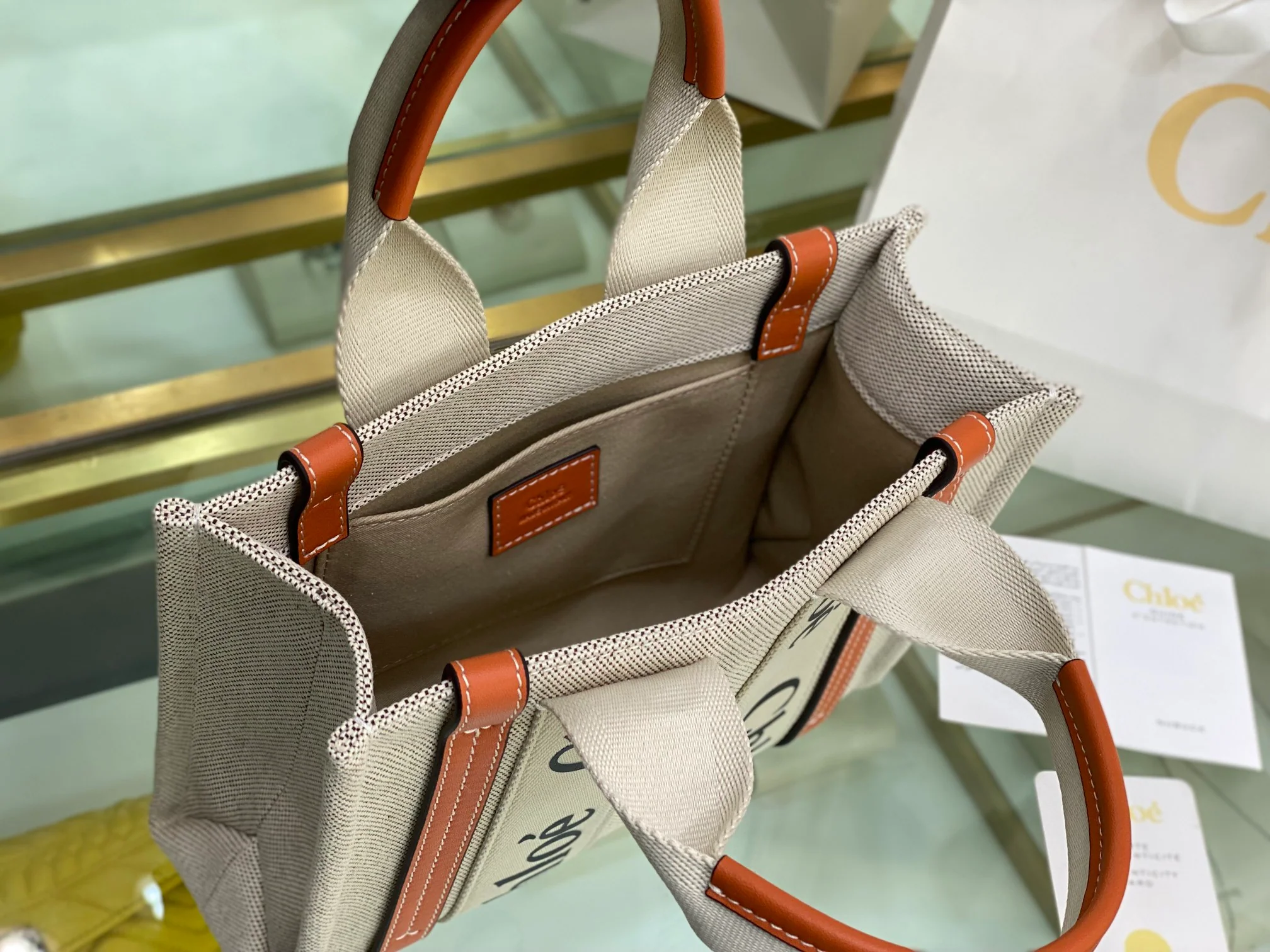 Сумка-тоут Chloe Woody - оранжевая - маленькая