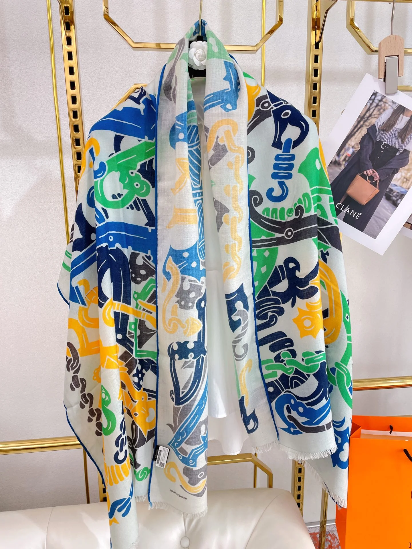 Hermes - Полосатый шарф - 180 см - 63 см - 70 см - Кашемир - 30 см - Шелк