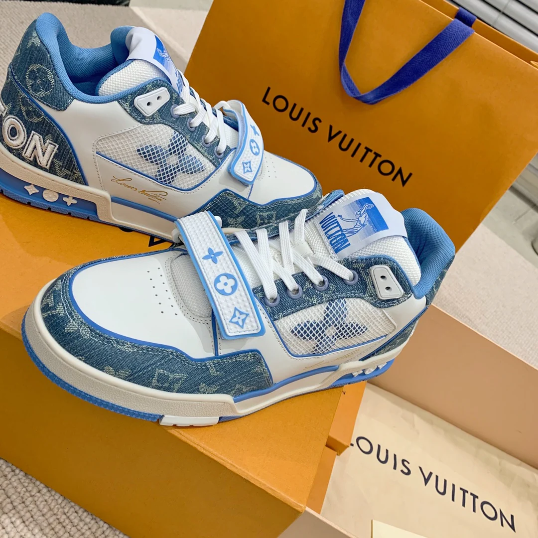 Кроссовки LV Trainer Series - Джинсовые на липучках - Спортивная обувь - Унисекс - Синие