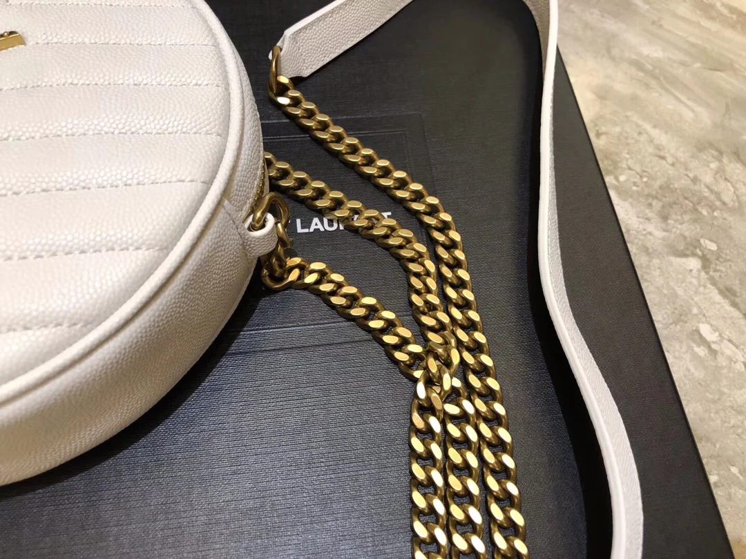 Маленькая круглая сумка YSL Vinyle - белая