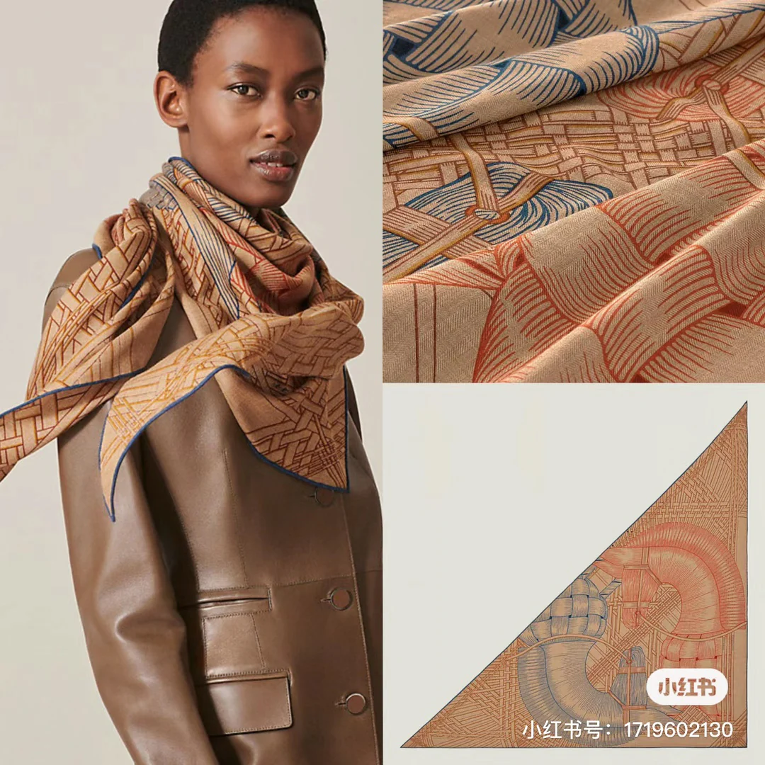 Носовой платок Hermes 2024 с двухзначным кодом - оранжевый