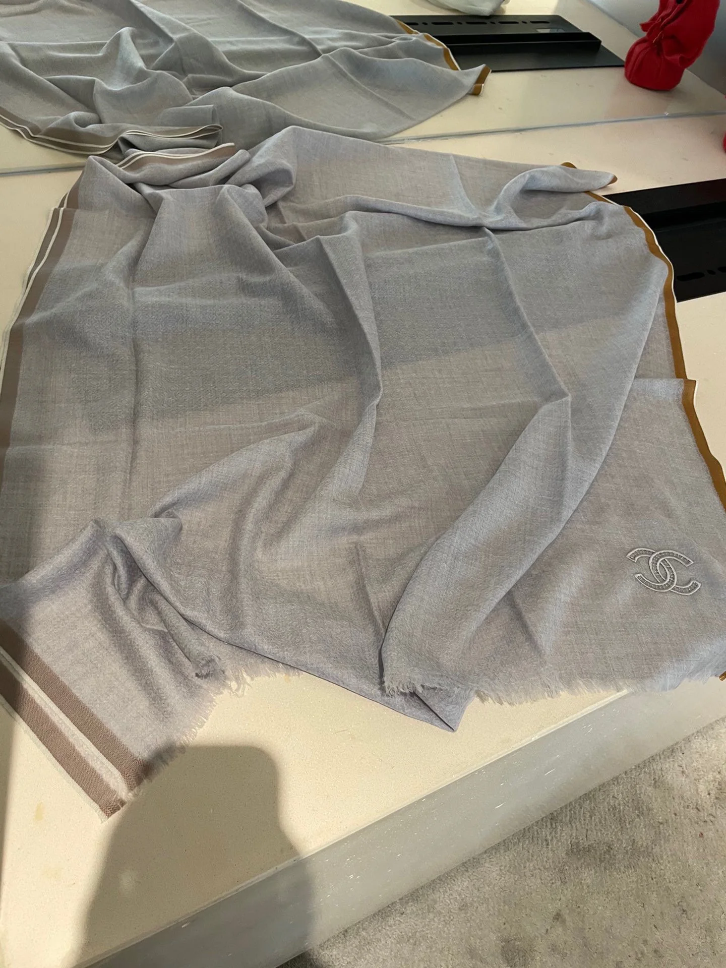 Однотонный шарф Chanel - 90-200 см - Кашемир Кашмир Хайленд - Серый