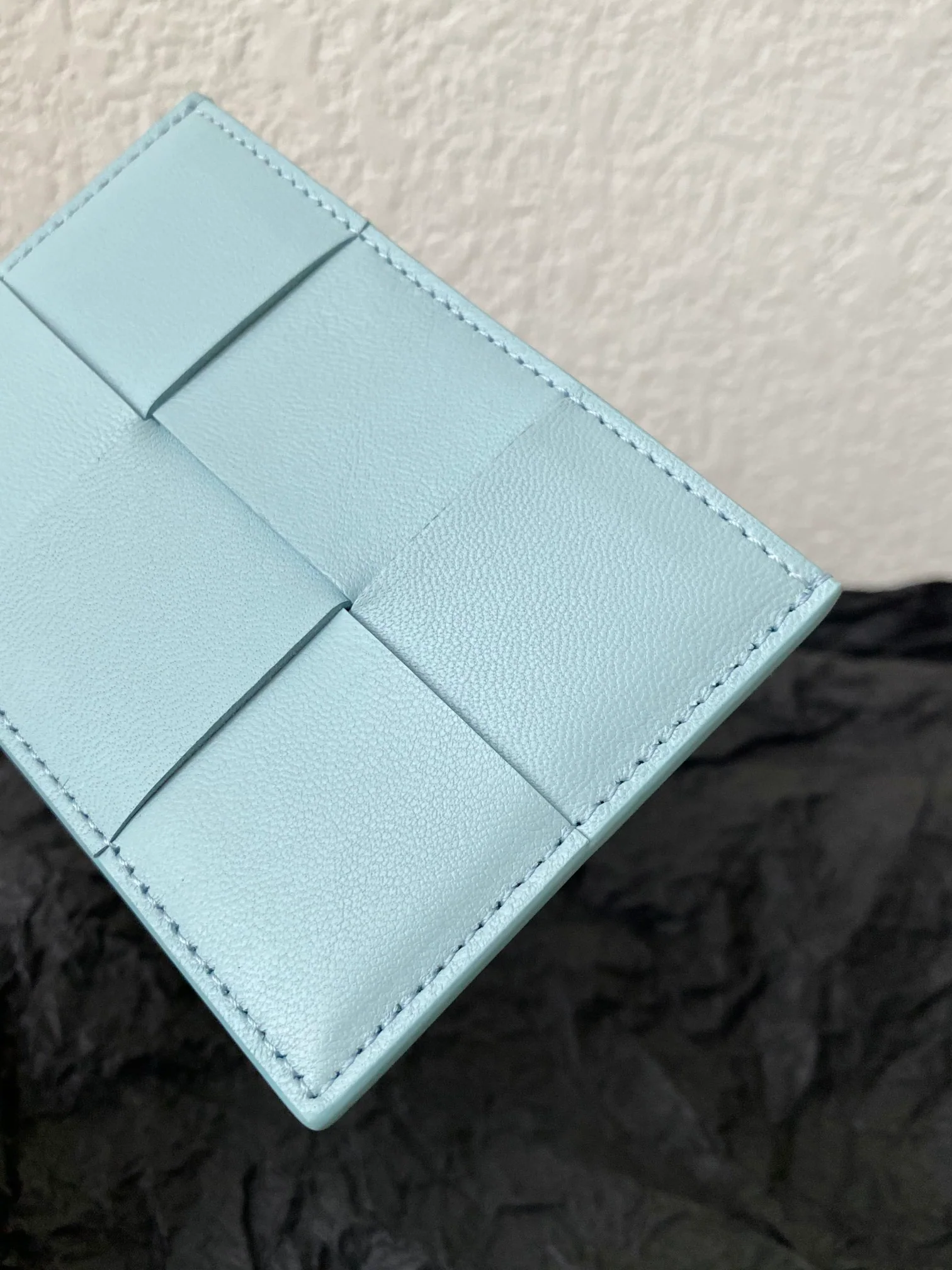 BV-中格 编织 卡夹 卡包 牛皮 11x7.5cm 湖水蓝