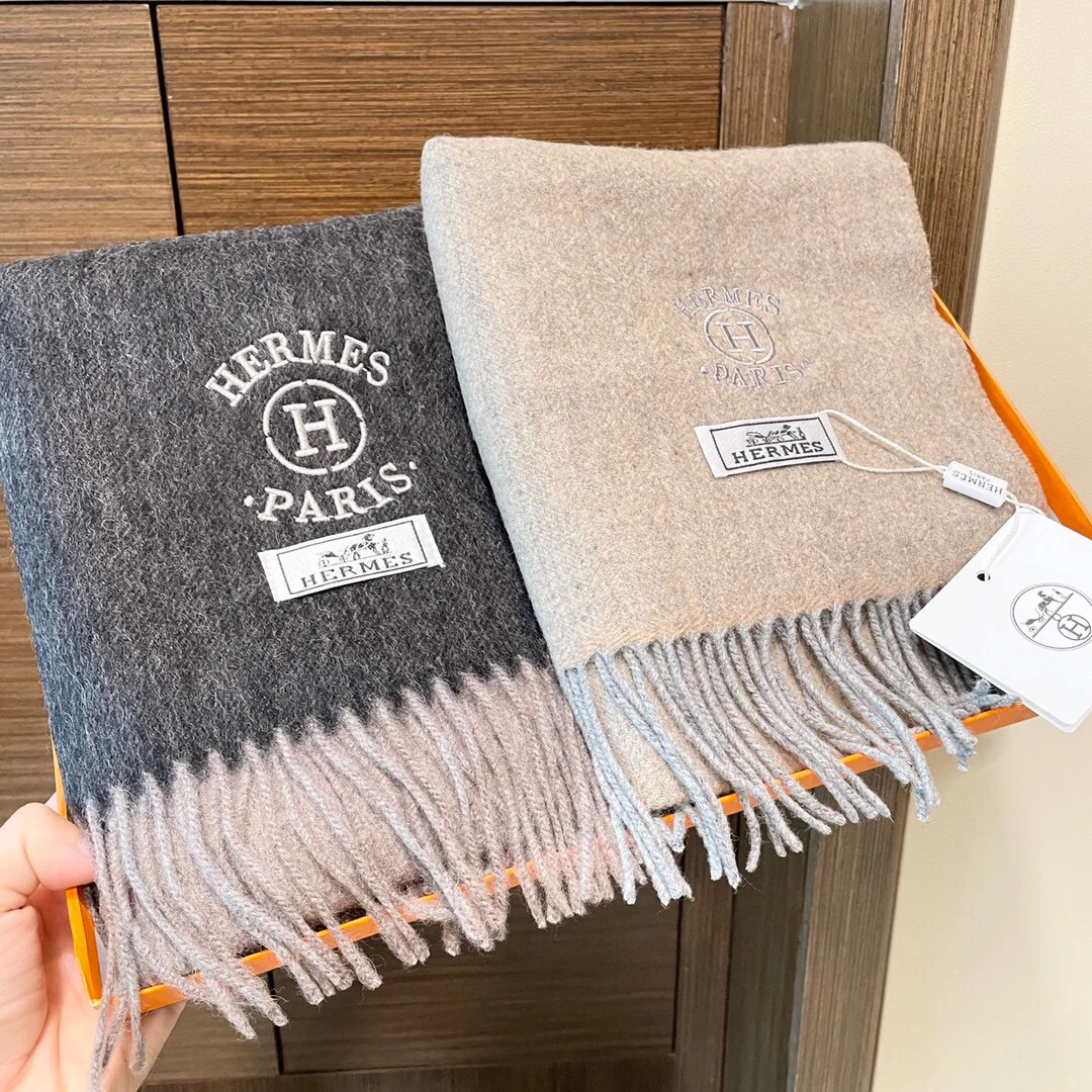 Кашемировый шарф Hermes с градиентным рисунком - 32 см - 180 см