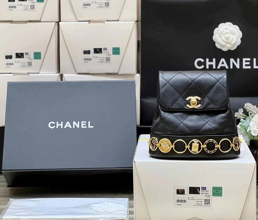 Рюкзак Chanel из коллекции осень/зима 2023 — телячья кожа — черный