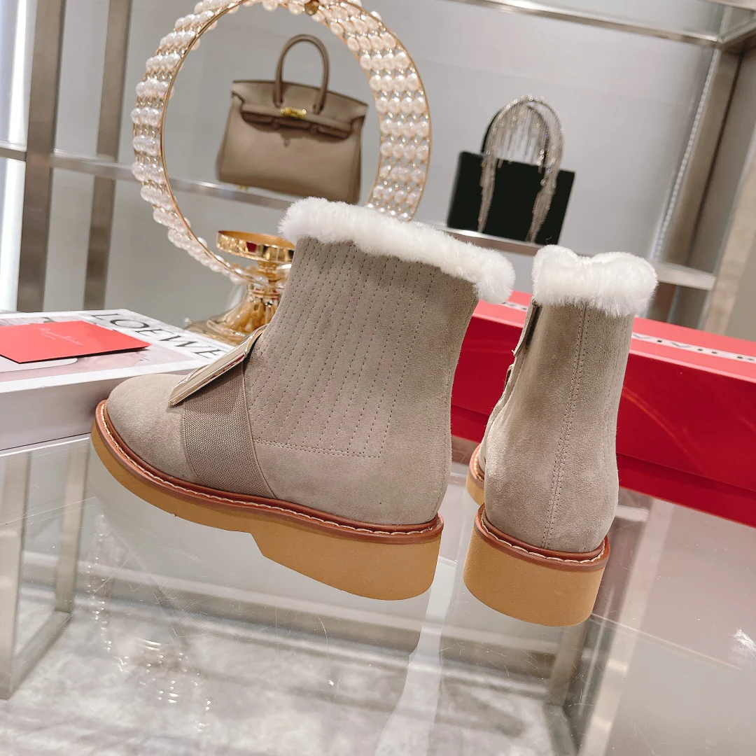 Новые шерстяные ботильоны RV с квадратной пряжкой, осенне-зимняя коллекция.