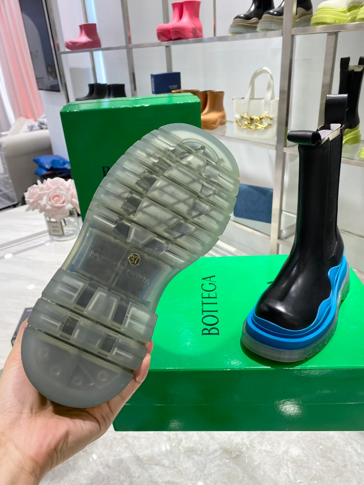 Обувь BV - BV - синяя подошва - до середины икры - ботинки Martin на платформе