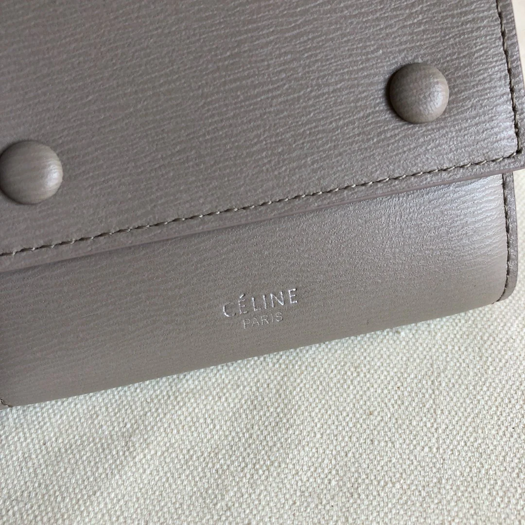 Короткий трехсекционный кошелек Celine - темно-серый с узором 