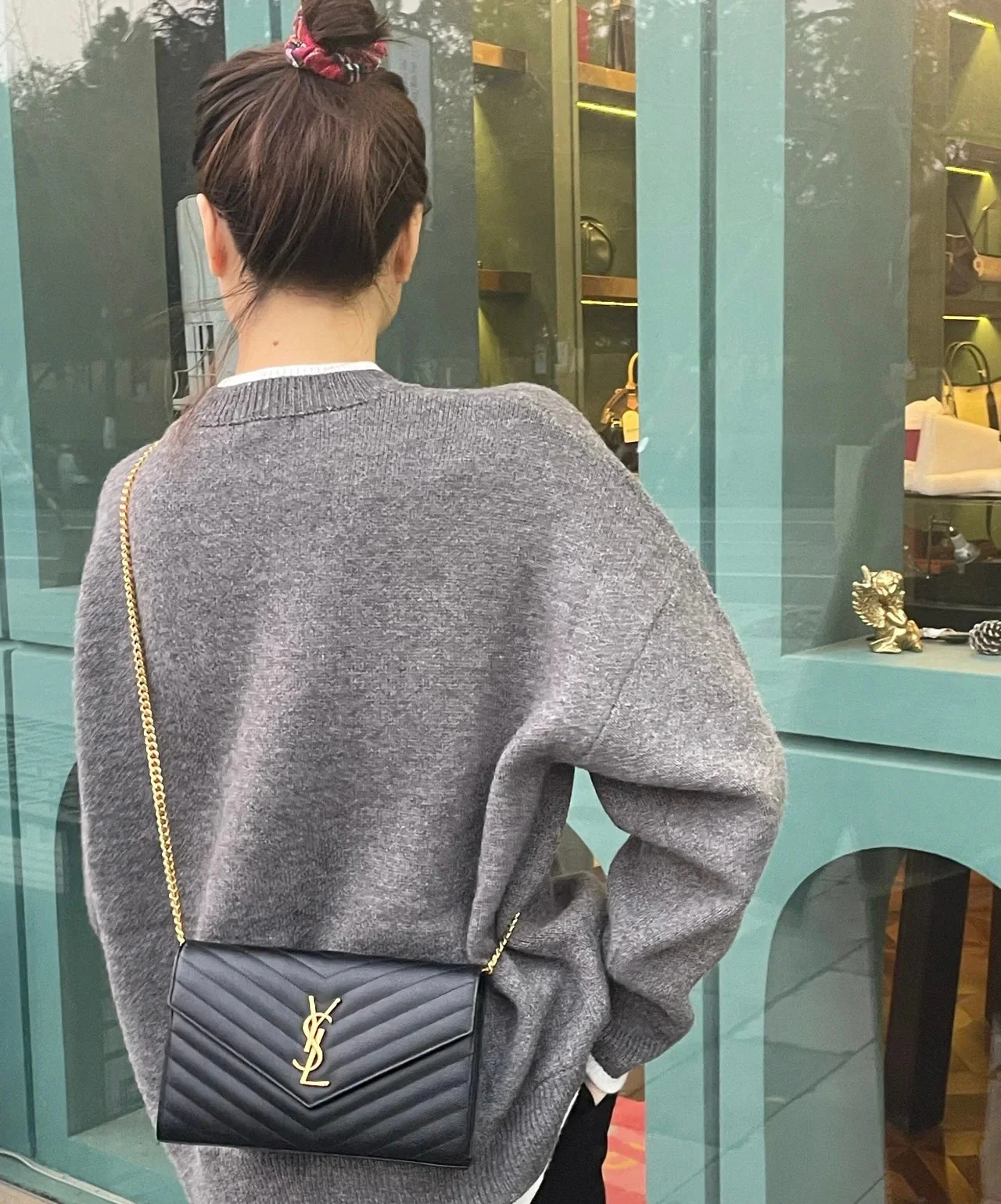 Сумка-конверт YSL-WOC, черная