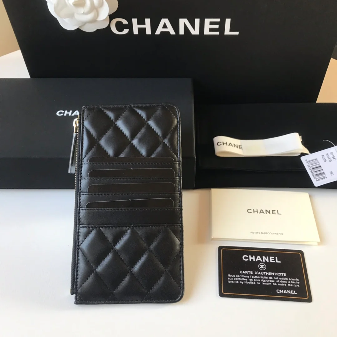 Длинный кошелек/держатель для карт Chanel на молнии - плоский длинный кошелек - 2 шт.