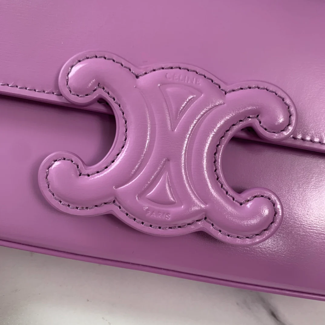 Celine - Кожаная сумка с пряжкой и цепочкой - Подмышечная сумка - Фиолетовая