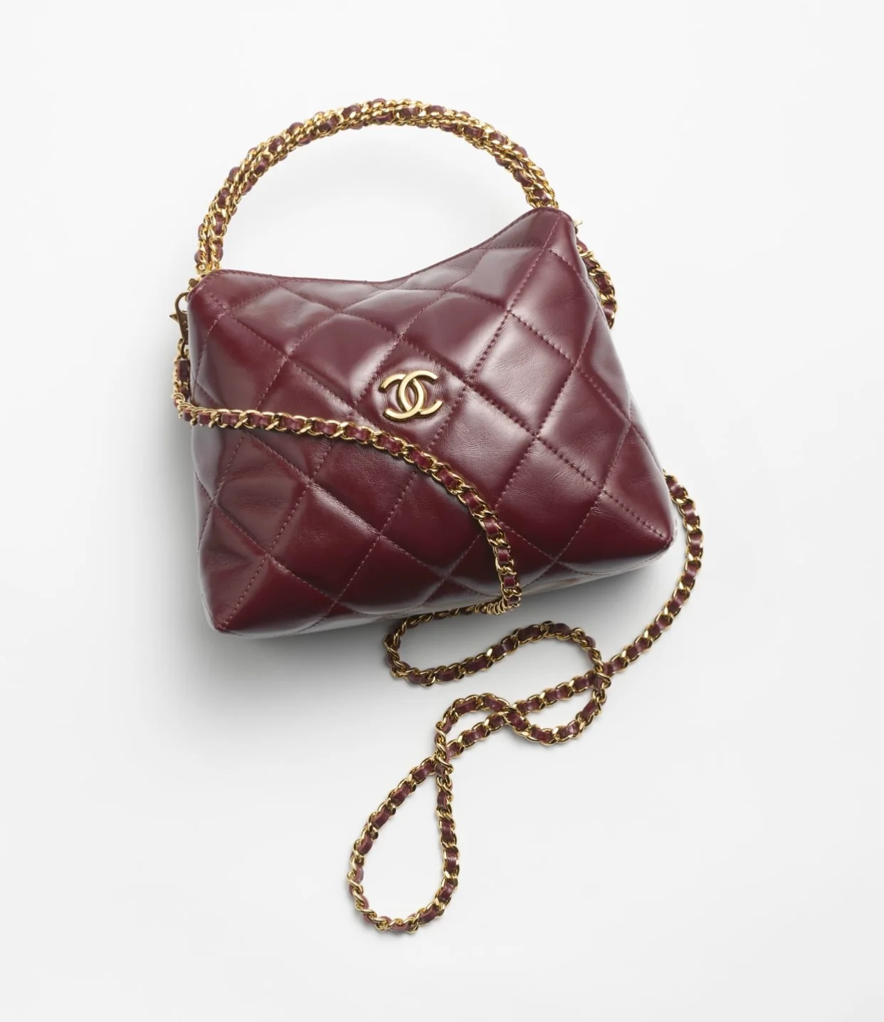 Сумка-хобо Chanel с витой ручкой - бордовая