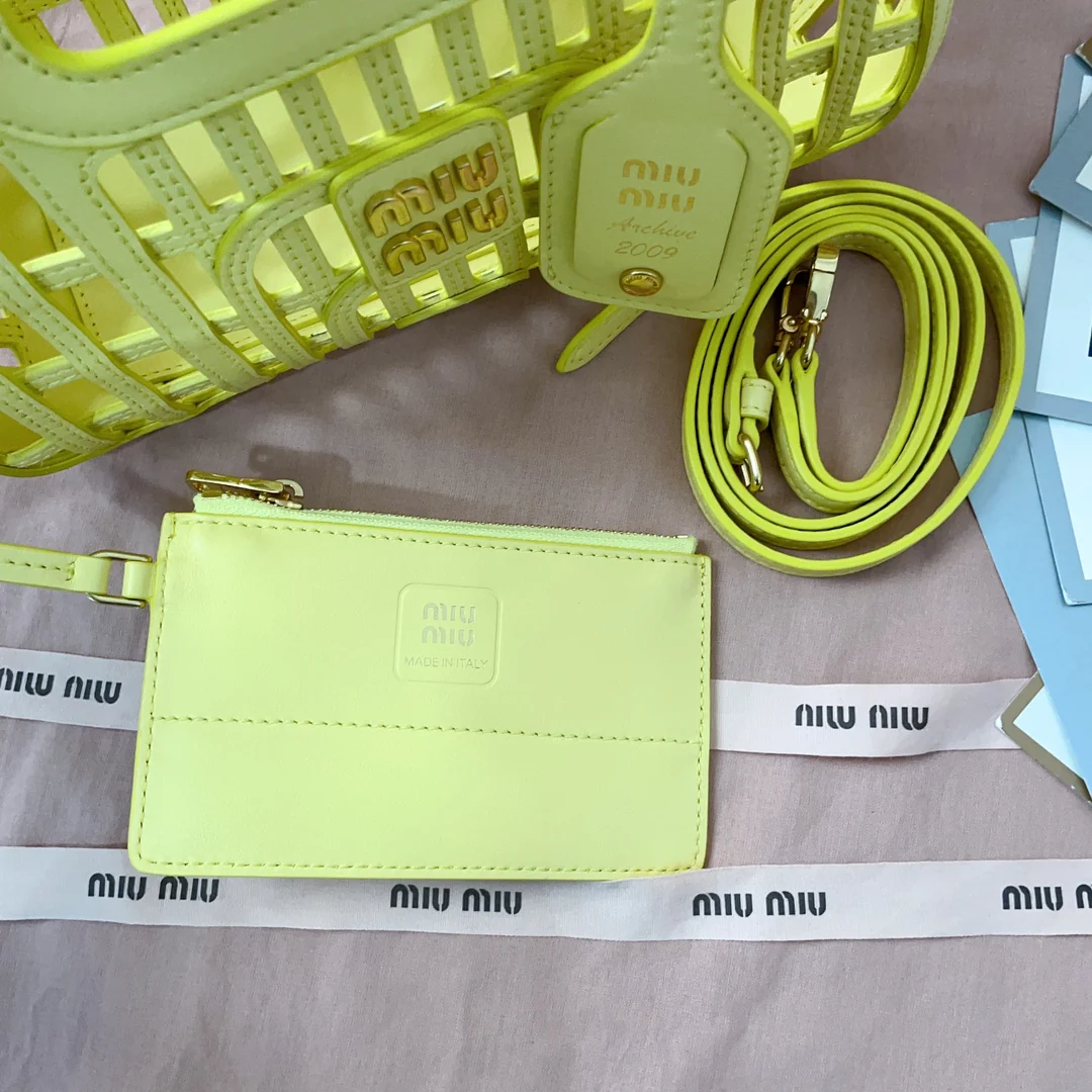 Корзина для покупок Miu Miu-5ba294 из кожи наппа - желтая