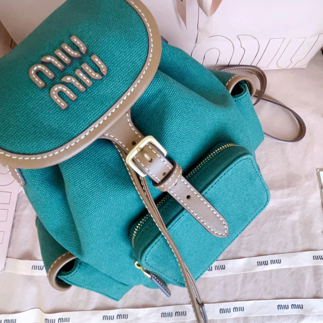Рюкзак Miu Miu-5bz043-мини-льняной зеленый